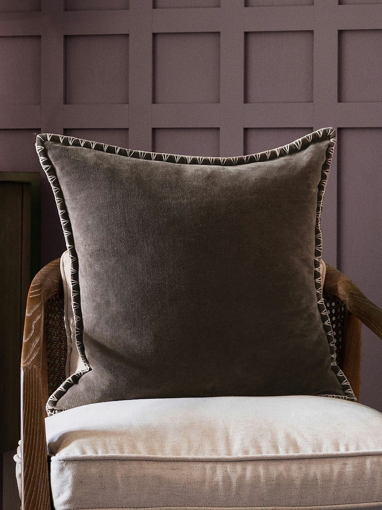 Voyage Iron Stitch Plain Blanket Stitched Cushion - Image 1 of 4