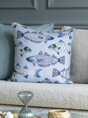 Voyage Cobalt Cove Animal Loop Edge Cushion - Image 1 of 4