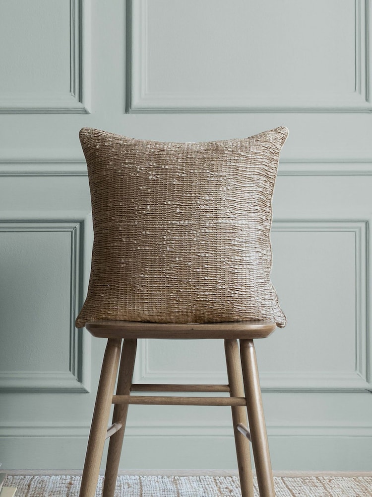 Voyage Desert Brown 50 x 50cm Rainfall Textured Pleated Cushion - Image 1 of 4