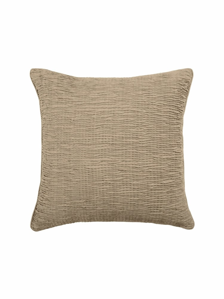 Voyage Desert Brown 50 x 50cm Rainfall Textured Pleated Cushion - Image 2 of 4