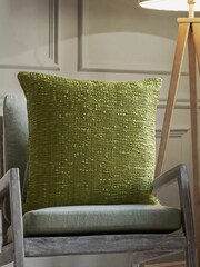 Voyage Citrus Green 50 x 50cm Rainfall Textured Pleated Cushion - Image 1 of 4