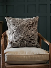Voyage Iron Grey 50 x 50cm Taro Embroidered Velvet Cushion - Image 1 of 4