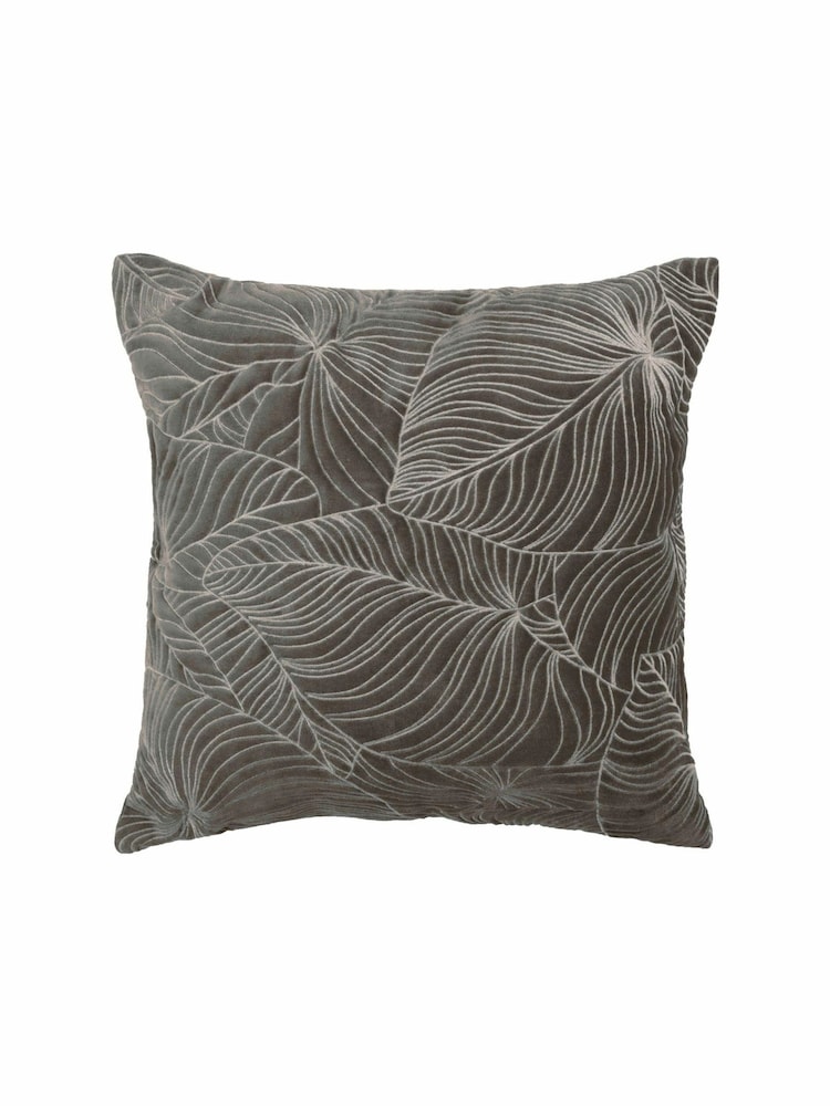 Voyage Iron Grey 50 x 50cm Taro Embroidered Velvet Cushion - Image 2 of 4