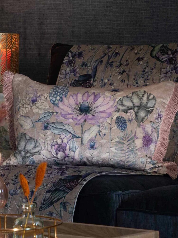 Voyage Violet Nesidora Floral Pom-Pom Cushion - Image 1 of 4