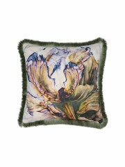 Voyage Cornflower Heligan Floral Fringed Cushion - Image 1 of 3