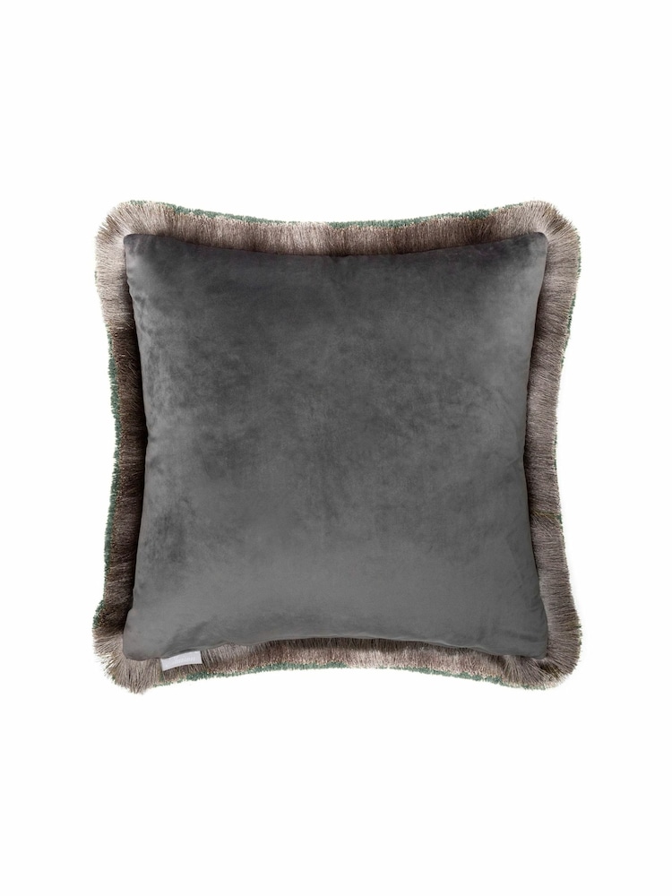 Voyage Cornflower Heligan Floral Fringed Cushion - Image 2 of 3