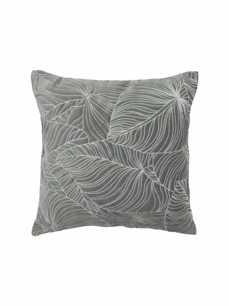 Voyage Steel Grey 50 x 50cm Taro Embroidered Velvet Cushion - Image 2 of 4