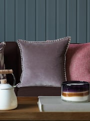 Voyage Lavender Stitch Plain Blanket Stitched Cushion - Image 1 of 4