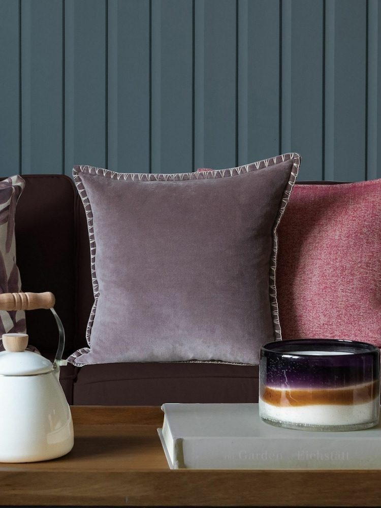 Voyage Lavender Stitch Plain Blanket Stitched Cushion - Image 1 of 4