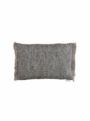 Voyage Charcoal Oryx Herringbone Fringed Cushion - Image 2 of 3