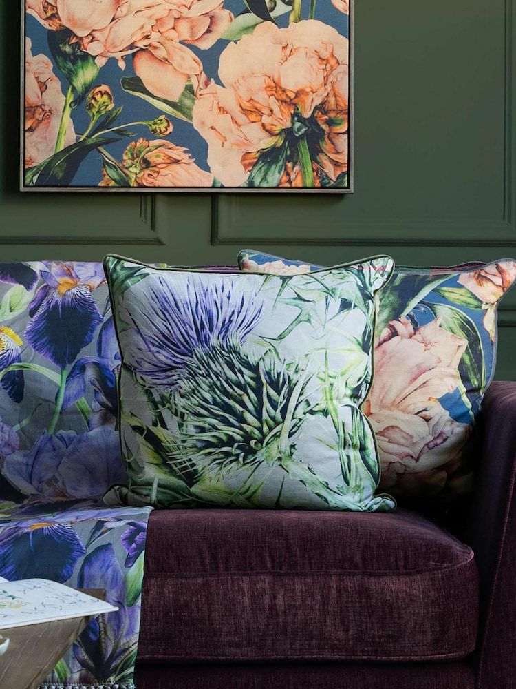Voyage Damson Penton Floral Piped Cushion - Image 1 of 4