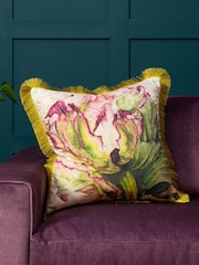 Voyage Fuchsia Heligan Floral Fringed Cushion - Image 1 of 4