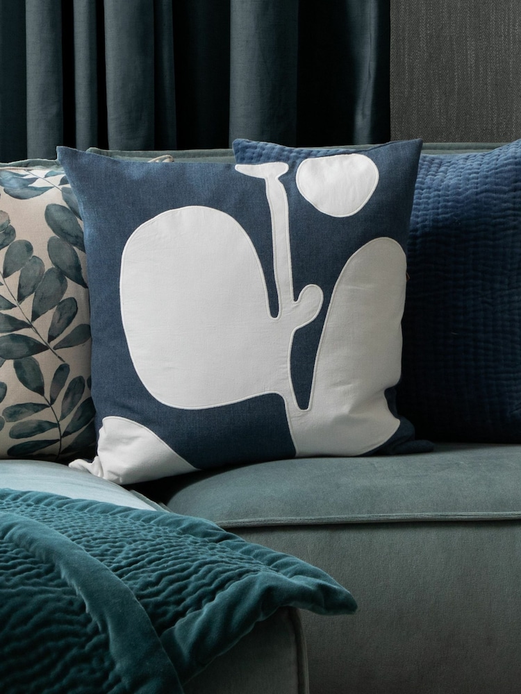 Voyage Bluebell Betel Floral 100% Cotton Cushion - Image 1 of 4