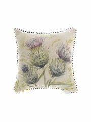 Voyage Natural Thistle Floral Loop Edge Cushion - Image 1 of 2