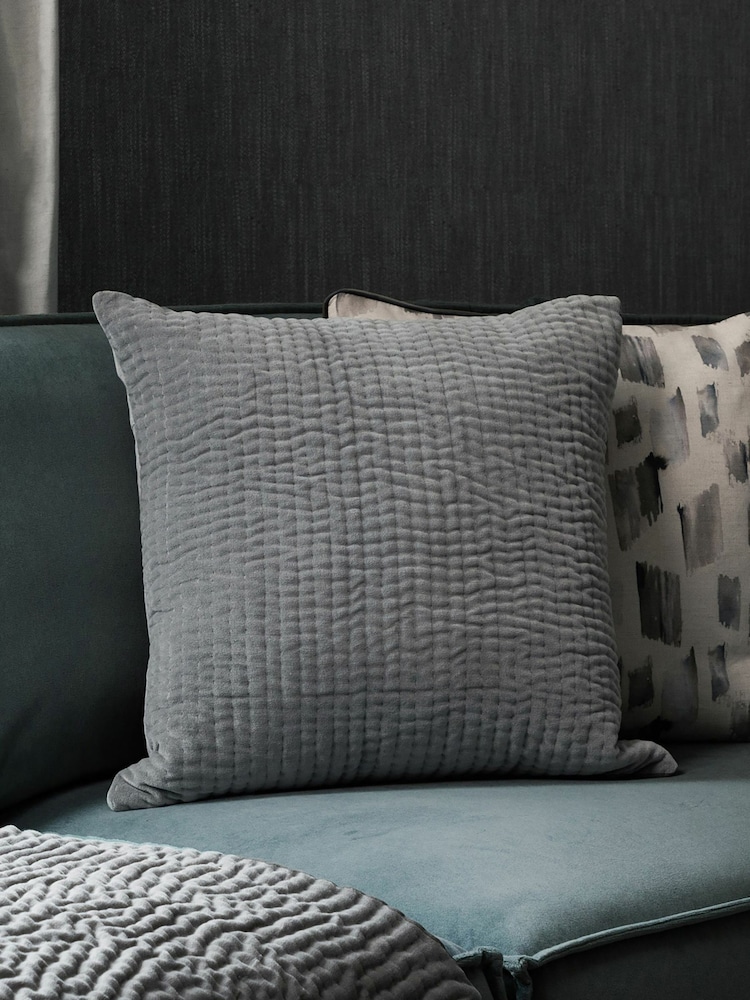 Voyage Steel Grey 50 x 50cm Haze Velvet Cushion - Image 1 of 4