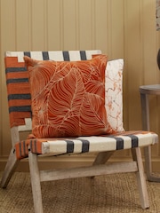 Voyage Sunset Orange 50 x 50cm Taro Embroidered Velvet Cushion - Image 1 of 4