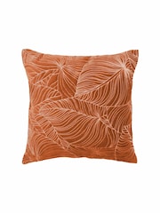 Voyage Sunset Orange 50 x 50cm Taro Embroidered Velvet Cushion - Image 2 of 4