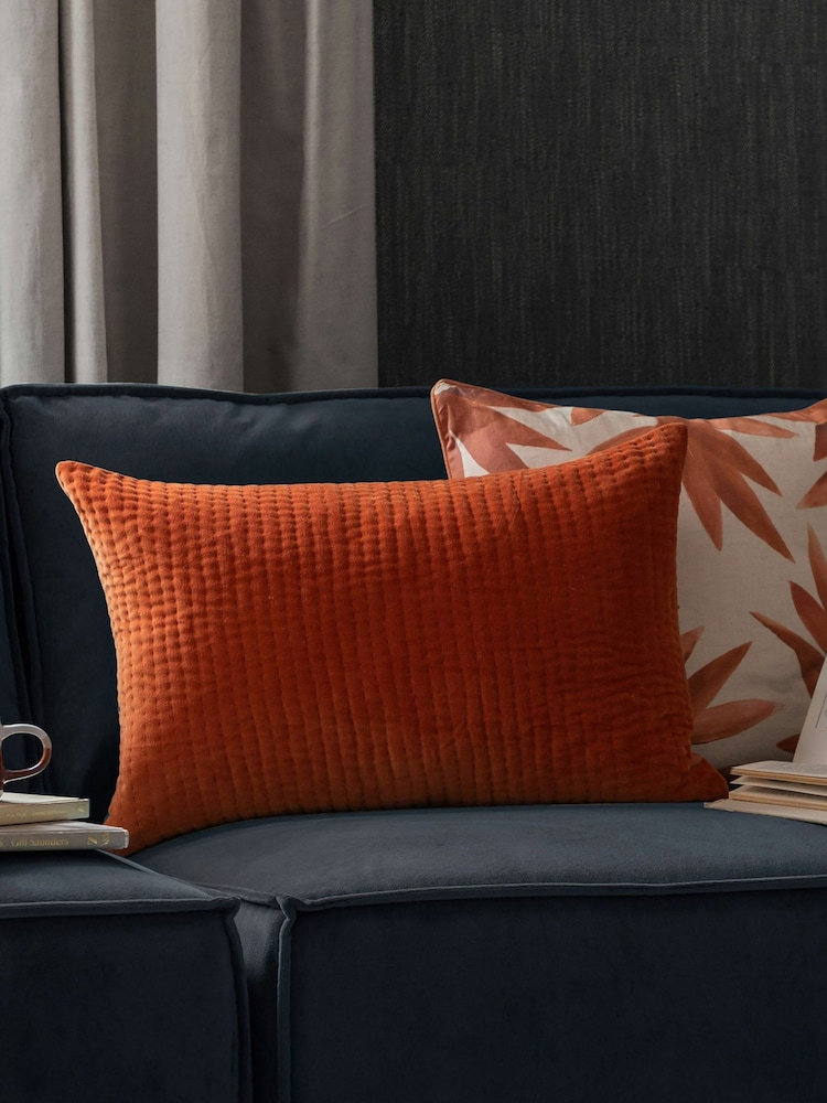 Voyage Sunset Orange 40 x 60cm Haze Velvet Cushion - Image 1 of 4