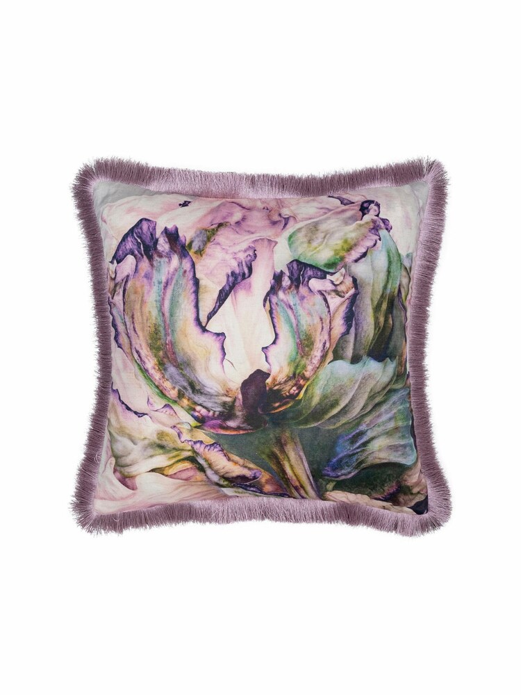Voyage Lavender Heligan Floral Fringed Cushion - Image 1 of 2