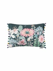 Voyage Emerald Nesidora Floral Pom-Pom Cushion - Image 2 of 4