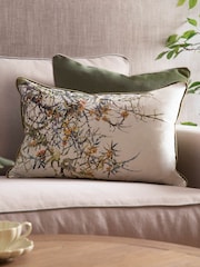 Voyage Olive Hawthorn Floral Piped Cushion - Image 1 of 4