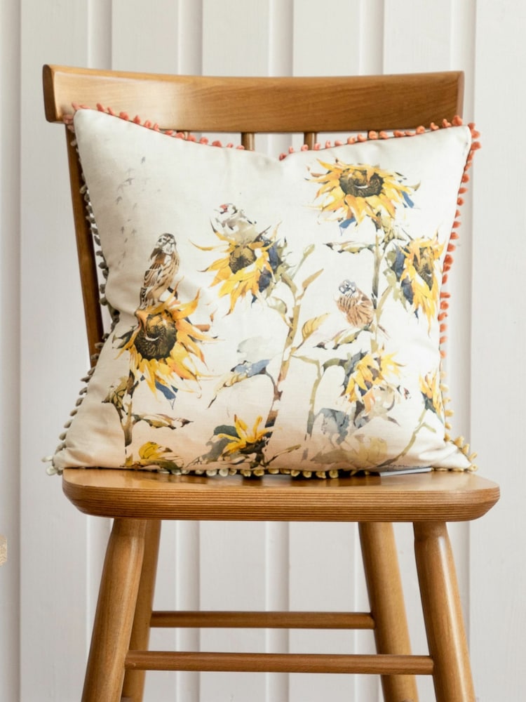 Voyage Ochre Goldfinch Animal Loop Edge Cushion - Image 1 of 4
