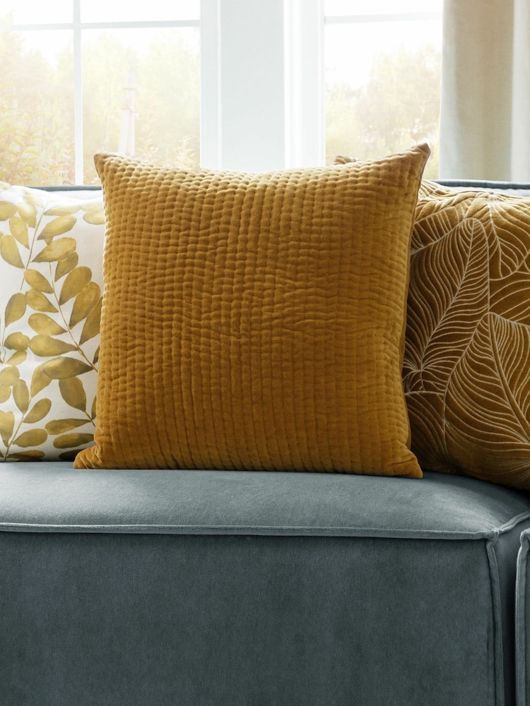 Voyage Mustard Yellow 50 x 50cm Haze Velvet Cushion - Image 1 of 4