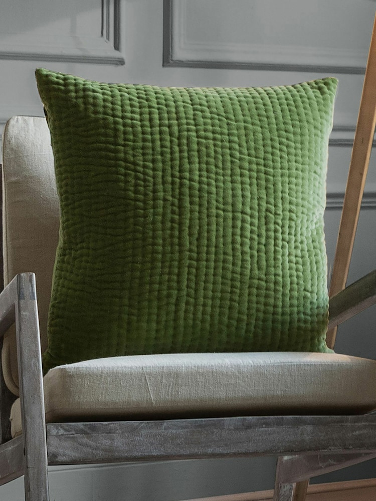 Voyage Grass Green 50 x 50cm Haze Velvet Cushion - Image 1 of 4