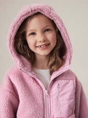Rosa - Kapuzenjacke aus Borg-Fleece mit durchgehendem Reißverschluss (3–16 J.) - Bild 4 von 8