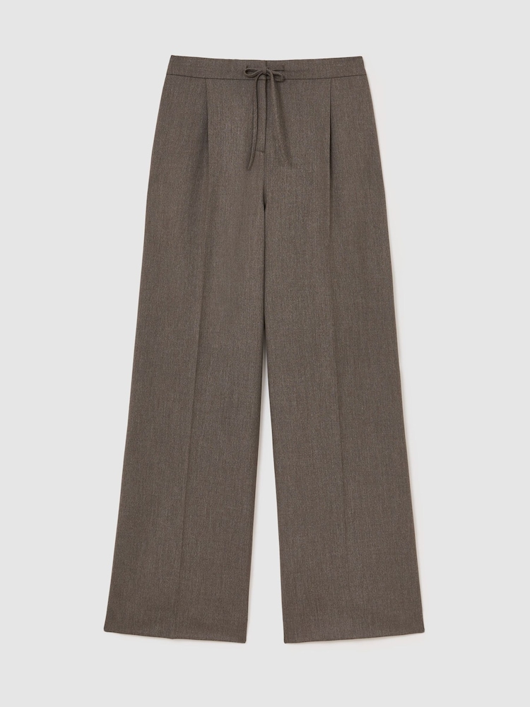 Reiss Neutral Elowen Petite Wide-Leg Pull-On Drawstring Trousers - Image 2 of 8