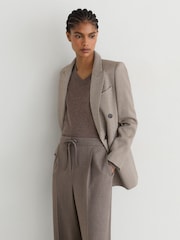 Reiss Neutral Elowen Petite Wide-Leg Pull-On Drawstring Trousers - Image 4 of 8