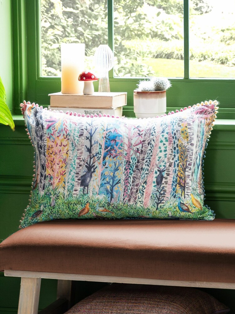 Voyage Dawn Whimsical Tale Animal Abstract Loop Edge Cushion - Image 1 of 4