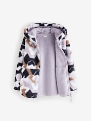 Cream Multi Borg Fleece Zip Through Hooded Jacket (3-16yrs) - Image 7 of 9