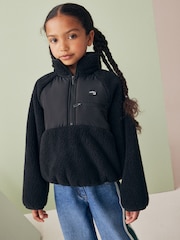 Black Borg Fleece Zip Through Jacket (3-16yrs) - Image 1 of 10