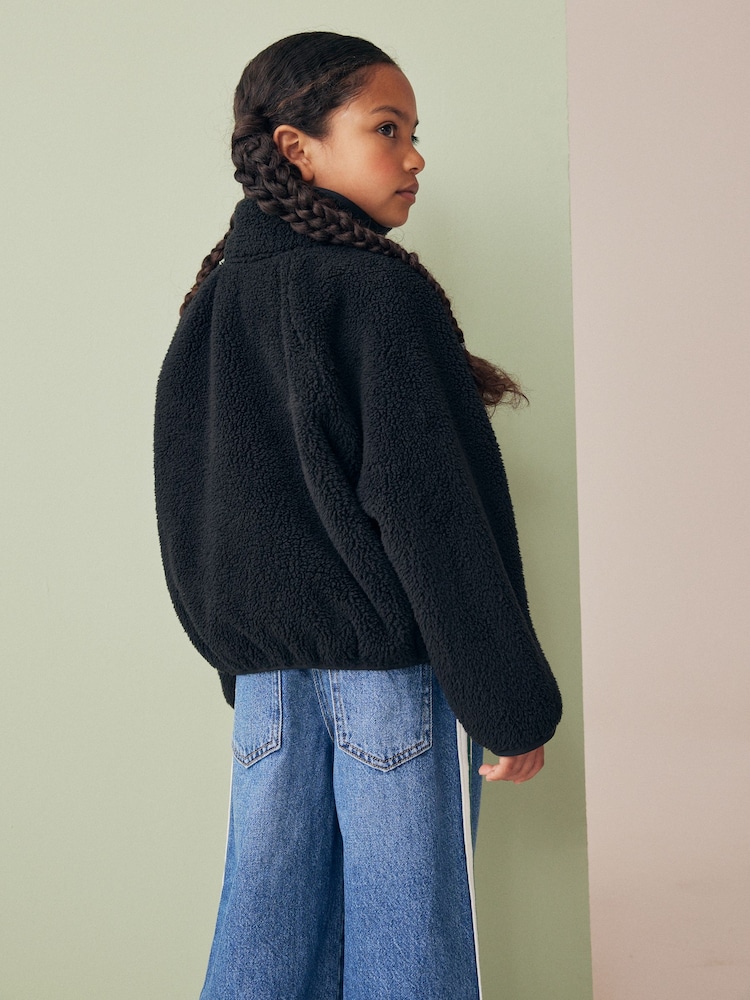 Black Borg Fleece Zip Through Jacket (3-16yrs) - Image 2 of 10