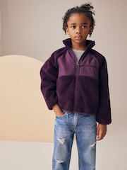 Dark Purple Borg Fleece Zip Through Jacket (3-16yrs) - Image 2 of 7