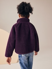Dark Purple Borg Fleece Zip Through Jacket (3-16yrs) - Image 4 of 7