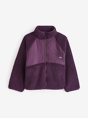 Dark Purple Borg Fleece Zip Through Jacket (3-16yrs) - Image 5 of 7