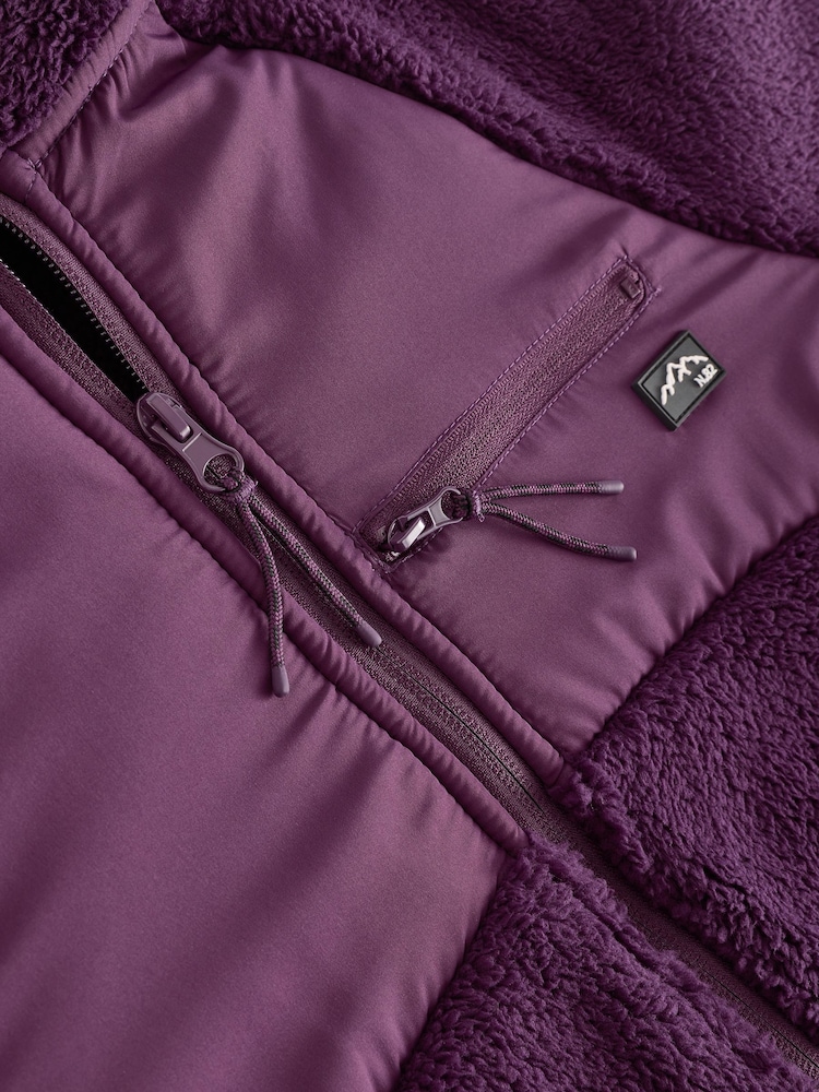 Dark Purple Borg Fleece Zip Through Jacket (3-16yrs) - Image 7 of 7