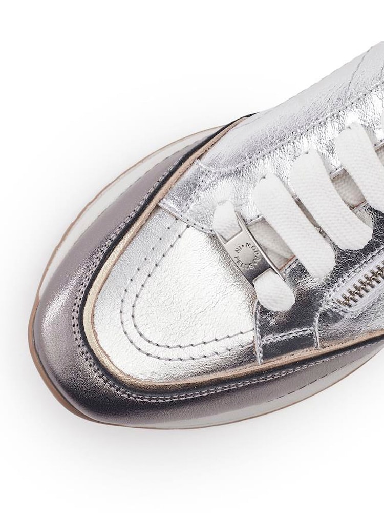 Moda in Pelle Beeli Lace Up Trainers On Wedge Sole With Zip - صورة 2 من 3