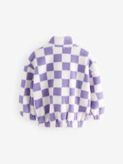 Purple Checkerboard Borg Fleece Zip Through Jacket (3-16yrs) - Image 6 of 7