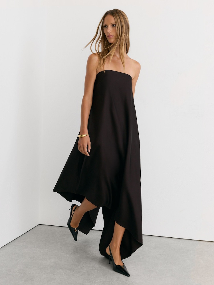 Reiss Robyn Wool-Blend Strapless Asymmetric Midi Dress - Imagen 1 de 8