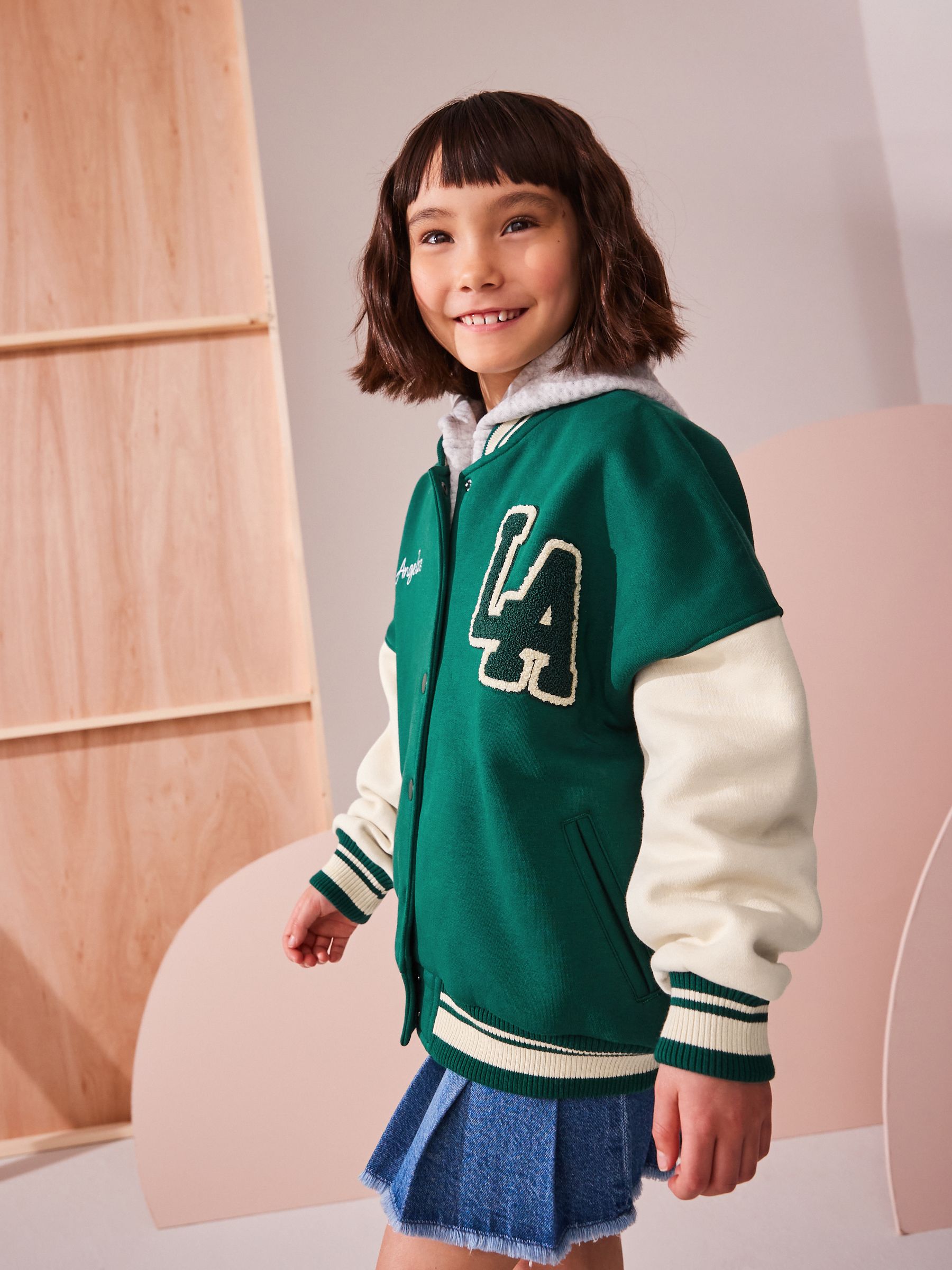 Buy Green Varsity Embroidered Jacket (3-16yrs) from Next USA