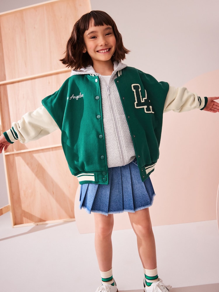 Green Varsity Embroidered Jacket (3-16yrs) - Image 4 of 5
