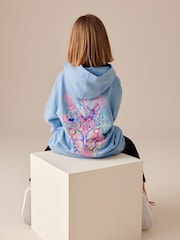 Blue Butterfly Printed Longline Hoodie (3-16yrs) - Image 4 of 7