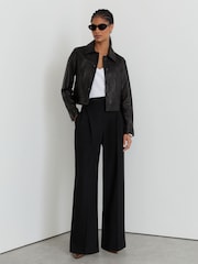 Reiss Callie Leather Trucker Jacket - Εικόνα 4 του 6