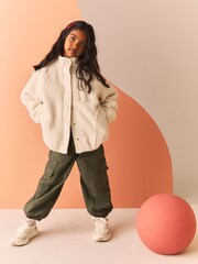 Ecru Borg Fleece Popper Jacket (3-16yrs) - Image 2 of 6