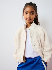 Ecru Borg Fleece Popper Jacket (3-16yrs) - Image 4 of 6