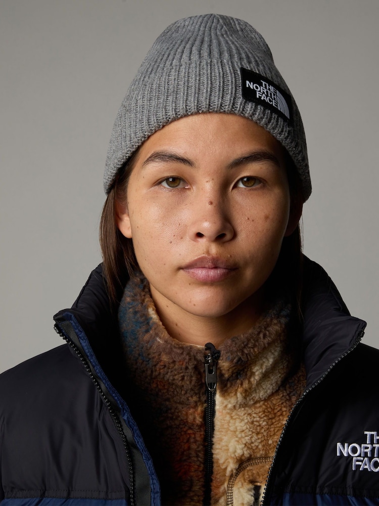 The North Face Grey Logo Box Cuffed Beanie - Image 1 of 3