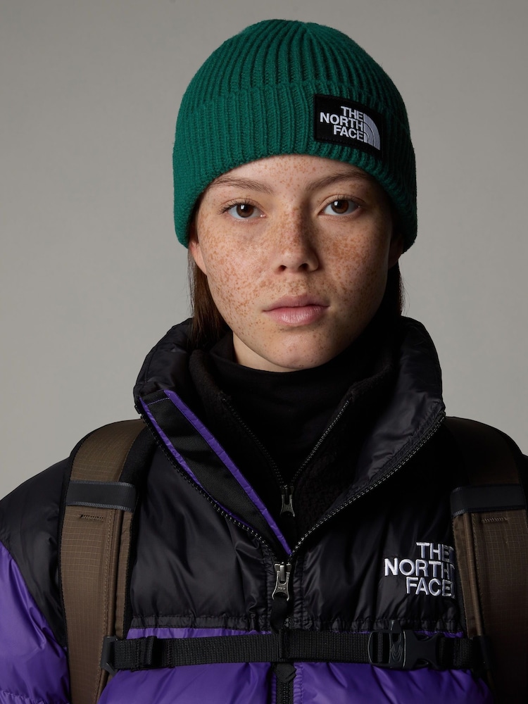 The North Face Green Logo Box Cuffed Beanie - Image 1 of 3